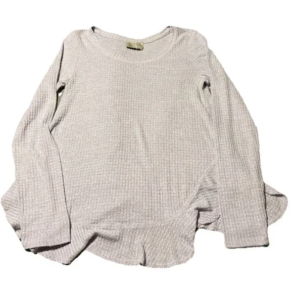 Anthropologie Sunday Saturday S  Purple Waffle Knit Ruffle Back Long Sleeve Top - Picture 3 of 11